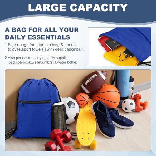 HOLYLUCK Men & Women Outdoor Sport Gym Sack Waterproof Drawstring Backpack Bag (Standard with drawstring, Blue) - color: Blue, style: Standard With Drawstring