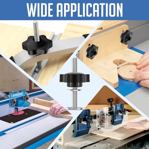 10 Sets 1/4"-20 T-Slot Fastener Kit | 1-1/4 Inch T Track Bolts with Star Knob Nuts | Heavy Duty Accessories | For Woodworking Fixture Installation - size: 1-1/4 Inch