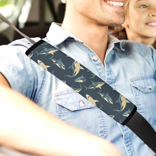 2PCS Soft Padded Car Seat Straps Shoulder Pads for Adult Use, Most Cars, Camouflage Sharks Shoulder Protector, Shock Absorption - color: Pattern 963