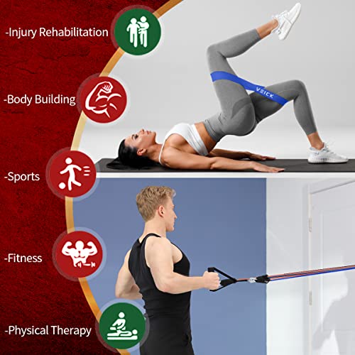 VEICK 10-150LBS Resistance Bands with Handles, Ankle Straps, Door Anchor | Accredited Lab Certified, 100% Natural Latex, Versatile for Yoga, Pilates, Strength, Home Gym - color: Army Green, style: 10-150LBS + 5 Loop Bands