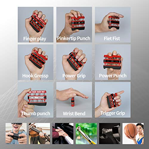 GM2 Grip Exerciser, Hand Exerciser, Finger Exerciser. 9lb(Black) 7lb(Red) 5lb(Blue) - color: Black