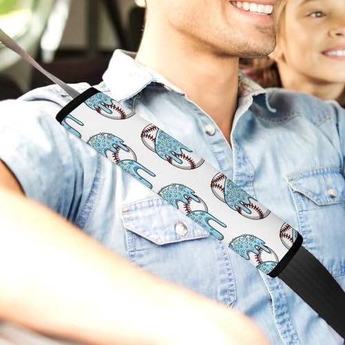 Breathable Seat Belt Shoulder Pad for Adults and Children, Stroller Pushchair High Chair, 2 Pack Baseball Ice Cream Drip Neck Strap Covers Easy Install (No Tool) - color: Pattern 202
