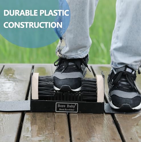 Boot Scrubber with 2 Footboards, No Mounting Required | Outdoor Heavy-duty boot scraper remove mud, dirt & debris. for Entryway work boots, garden & garage. - color: Boot Scraper With Footboard