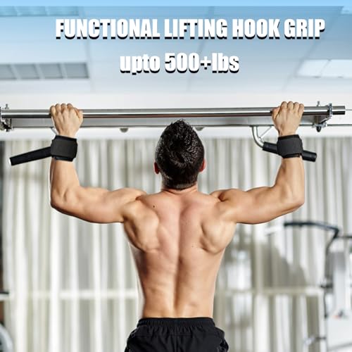 Weight Lifting Hooks, Upgrade Weightlifting Grip Hooks, Heavy Duty Lifting Wrist Straps for Pull-Ups, Strength Training and Deadlifts, Wrist Strap Hook for Men and Women - color: Black