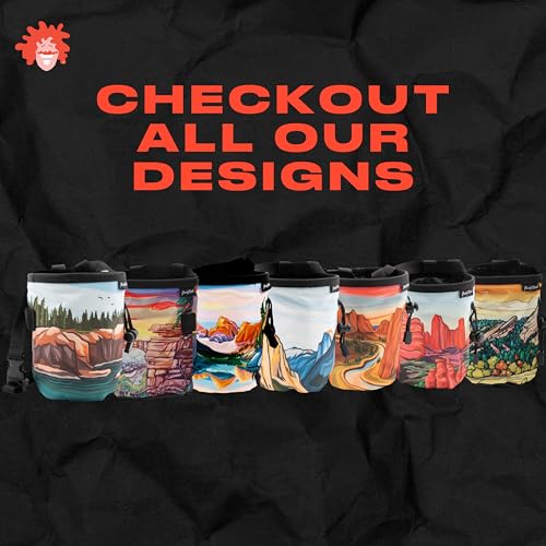 Rock Climbing Chalk Bag | for Outdoor, Gym, & Bouldering | Adjustable Waist Belt, Durable Drawstring Closure, & Zippered Pocket - style: Moab