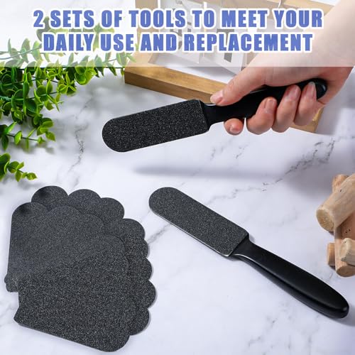 Mudder 2 Pack Stainless Steel Foot File with 20 Replaceable Double Sided Coarse & Fine Pads, Callus Remover for Dry Rough Skin and Cracked Heels, Reusable Pedicure Rasp(Black) - color: Black