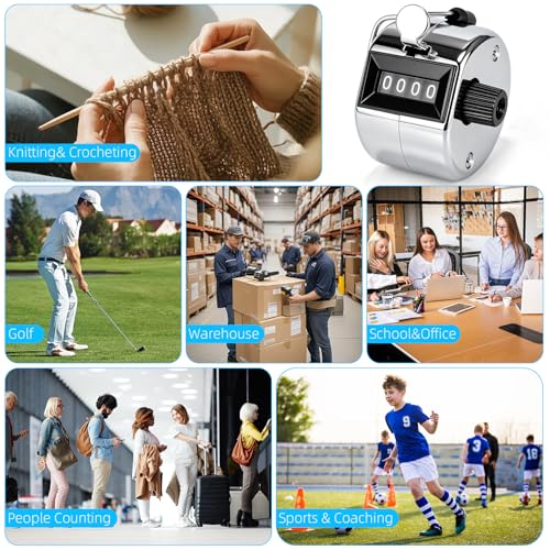 2 PCS Hand Metal Tally Clicker Counter – 4 Digit Number Clicker Counter with Nylon Lanyard,Mechanical Clicker Digital Handheld Tally Counter for Knitting,Lap,Golf,Row,Coaching,Umpire and Events