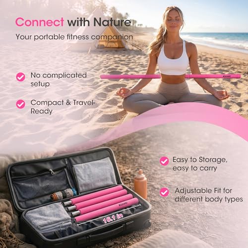 Yoga Stick, 58 Inch Mobility Stick with 3 Adjustable Lengths. Threaded Stable Alloy Steel Exercise Equipment for Stretching, Fitness, Posture Correction & Therapy - For Women & Kids at Home