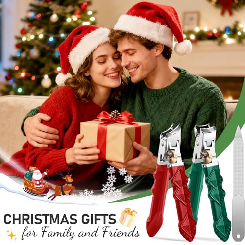 2026 Toenail Clippers for Thick Toenails, Wide Opening Nail Clippers, Heavy Duty Ingrown Toenail Clippers Nail Cutters, Ultra Sharp Slanted Nail Clippers with Long Handle - style: Red & Green