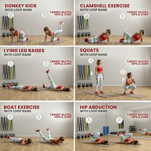 Utopia Fitness Loop Resistance Bands for Working Out Set of 5, Resistance Loop Bands for Exercise Stretching Strength Training, Home Gym Equipment Pilates Yoga Leg Glute Arm Workout Kit for Women Men
