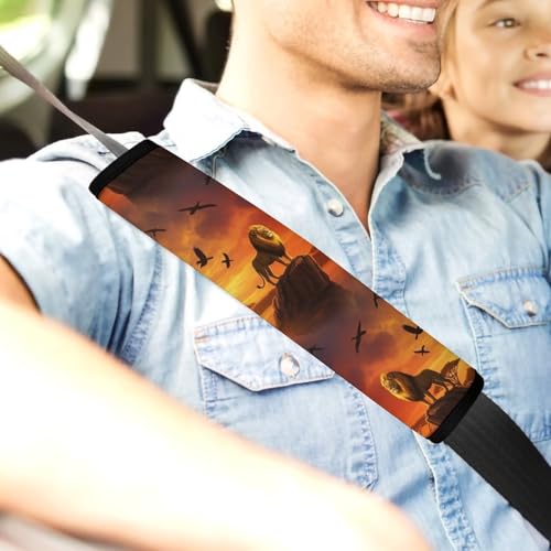 2PCS Animal Cool Lion Seat Belt Cover Breathable Seat Belt Cushion for Adults and Children, All Vehicles, Comfortable Driving - color: Pattern 999