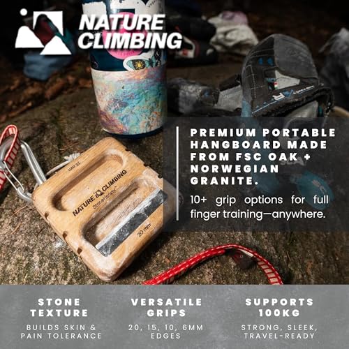 Portable Hangboard | Rock Climbing Hangboard | Hang Board for Climbing | Fingerboard | Strengthen Your Fingers | Bouldering Gifts | Hard Wood - color: Granite