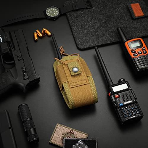 FRTKK Tactical Radio Holder Radio Holster Molle Radio Pouch Universal Radio Case Military Heavy Duty Radio Bag for Police Firefighter Two Ways Walkie Talkies Vest (Tan-small) - color: Tan-small
