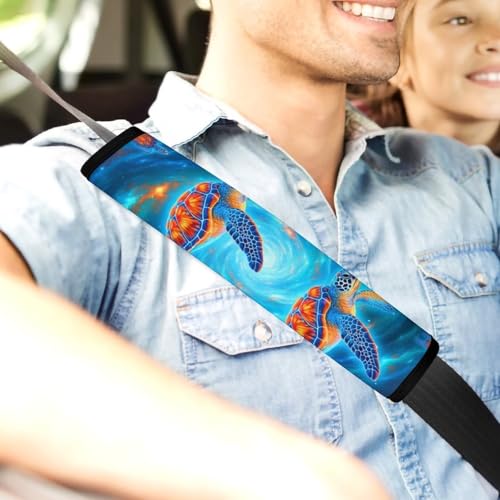 2 Pack Soft Padded Seat Belt Cover for Girls and Boys, All Vehicles, Nautical Coastal Ocean Sea Space Turtle Harness Pads Strap, Anti-Slip Pad - color: Pattern 392