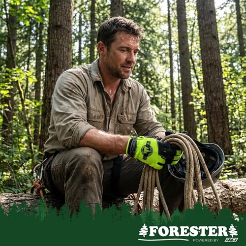 FORESTER Hi-Vis Rope Climbing Gloves | Anti-Slip Arborist Gloves for Tree Climbing, Chainsaw Safety | Cut Level 4 Protection