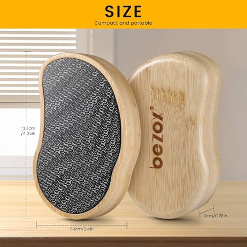 BEZOX Nano-Glass Pumice Stone for Feet Dead Skin, Eco-Friendly Pedicure Foot File Callus Remover - Bamboo Handle