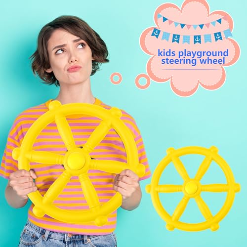 Playground Steering Wheel Plastic Pirate Ship Wheel Playground Swingset Steering Wheel Playset Accessories for Kids Outdoor Backyard Playhouse Treehouse (1, Yellow) - color: Yellow