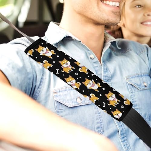 Universal Fit Seat Belt Shoulder Pad for Kids, Car Seats Pushchair Strollers High Chair Pushchair, 1 Pair Shiba Inu Automotive Seat Belt Protector - color: Pattern 36