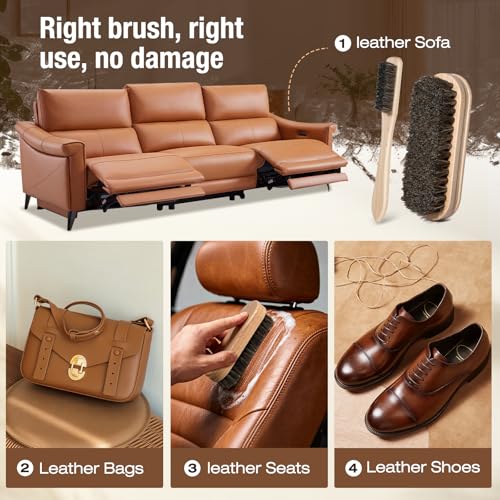 3Pcs Shoe Brush, 2026 Version Suede Eraser, Premium Shoe Polish Brush, Long-Lasting Shoe Cleaning Brush, Horsehair Shoe Brush Shine Kit for Cleaning and Polishing (3PCS) - size: 3PCS