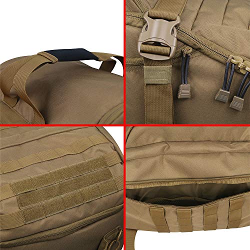3 in 1 Tactical Travel Duffel Bag Backpack, Heavy Duty Gym Bag coyote | Waterproof 600D nylon, internal collapsible dividers, weekend overnight travel, gym workout, camping luggage, 45L - color: Coyote, size: 45L,(23x12x9)Inches