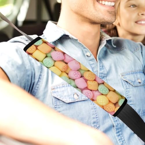 2 Pack Cute Candy Car Seat Belt Pad Soft Padded Automotive Seat Belt Protector for Child, Stroller Pushchair High Chair, Shock Absorption - color: Pattern 97