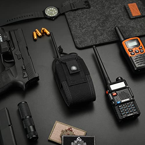 FRTKK Tactical Radio Holder Radio Holster Molle Radio Pouch Universal Radio Case Military Heavy Duty Radio Bag for Police Firefighter Two Ways Walkie Talkies Vest (Black-small) - color: Black-small