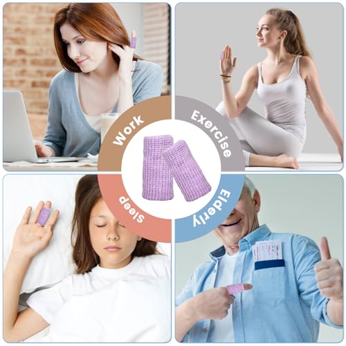 Finger Compression Sleeves, 10 Pcs | Finger Protectors Cots for Arthritis Swelling Basketball Sport, Breathable Elastic - color: Light Purple