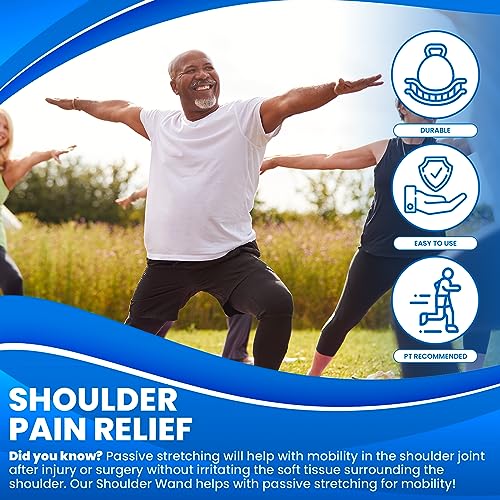 RangeMaster ShoulderWand Therapy Stretching Tool│Collapsible Stretching Bar │Physical Therapy Tool for Recovery and Increasing Motion (Blue) - color: Blue