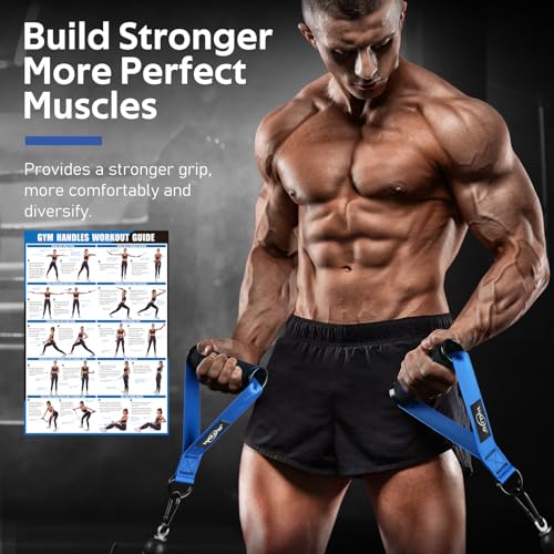 Exercise Handles, Cable Machine Handles for Gym Cable Attachments Training | 2 Pack Heavy Duty Handle with Non Slip Grip for Cable Machines, Pull Down Workouts, Resistance Bands and Home Gym Equipment - color: Blue
