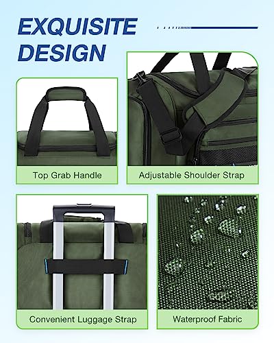 BAGSMART Gym Bag for Men & Women, Sports Travel Duffel Bag Carry-on Bag, Lightweight Weekend Overnight Bag with Shoe Compartment & Wet Pocket, Water-resistant Workout Duffle Bag for Travel Gym -Green | With Shoe Compartment & Wet Pocket, 22L/30L/38L Tacti