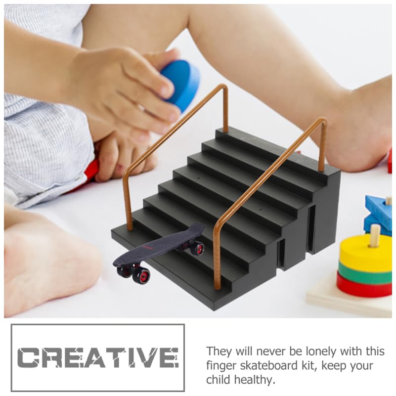 Fingerboard Skate Park Kit 2pcs, Finger Skateboard Ramps and Stairs with Handrails, Premium Mini Skateboard Obstacles Accessories for Finger Board Skill Training, Gift for Kids Ages 5+