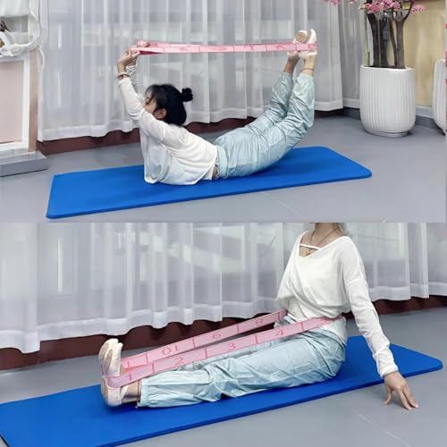 Multi-Loop Stretch Band - Yoga, Pilates, Ballet, and Physical Therapy Stretching Strap for Flexibility, Leg Stretching, and Exercise - Durable Stretching Equipment - color: Purple+Rose Red(8 Loops)