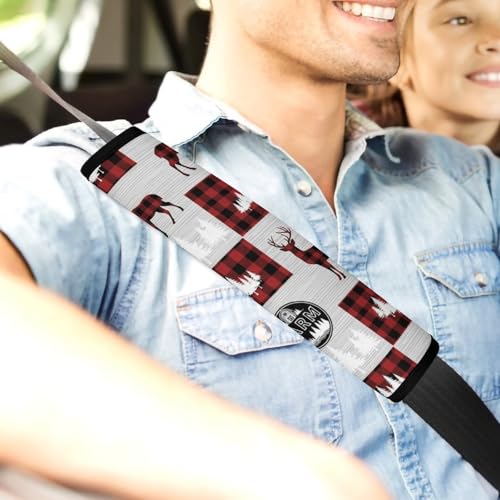 2 Pack Rustic Cabin Deer Wildlife Country Wild Animal Seat Belt Shoulder Pad Universal Soft and Comfortable Shoulder Protector for Kids, Most Cars, Pressure Relief - color: Pattern 914