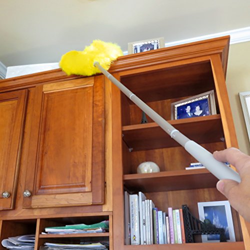 Evelots Ceiling Fan Blade Brush Cleaner - Long Extension Pole - Brush Both Sides at the Same Time - Scratch Resistant Microfiber Feather Cobweb Duster - Extra Long with Reach up to 9 Feet - style: 1 Unit - Up to 9 Feet Reach