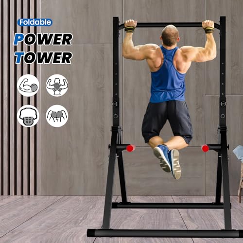DOBESTS Power Tower Pull Up Bar Free Standing, Foldable Pull Up Station - color: Black Style 2 - Pull Up Bar