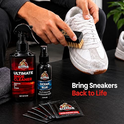 Combat Cleaner Shoe Cleaning Kit – Complete Sneaker Care Solution for Leather, Suede, Canvas, Mesh, Nubuck & More - color: Shoe Cleaner + Deodorizer
