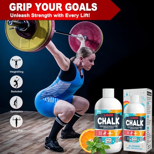 Liquid Chalk 2 oz & 12 oz, Mess-Free Gym Chalk for Lifting | Pro Grade, Quick-Drying Grip for Weightlifting, Gymnastics, Rock Climbing & Dancing - style: 5 oz