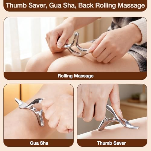 All in 1 Trigger Point Massage Tool TMJ Tension Relif Face Gua Sha | Deep Tissue Acupressure Tool Pressure Point Muscle Tension Relief Fascia Release TMJ Pain Relief Facial Neck Gua Sha Tool