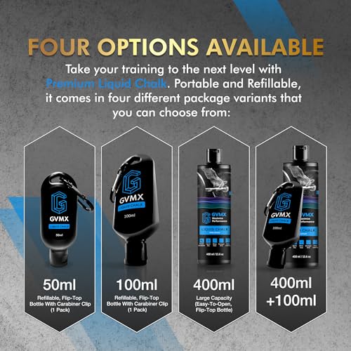 50ML/100ML/400ML Superior Grip Premium Liquid Chalk. Long Lasting Mess-Free Gym Chalk for Weightlifting, Gymnastics, Climbing. Fast Drying Refillable Gym Accessories. Package May Vary. - style: 50ML - 1 Pack