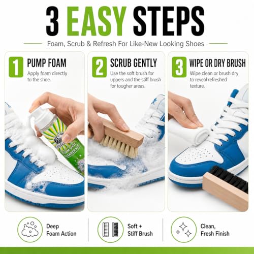 Shoe Cleaner Sneakers,8.5oz Shoe Cleaning Kit with 2 Brush,Shoe Cleaning Removes Dirt and Stain for White Shoes, - style: With Suede Cleaner Kit