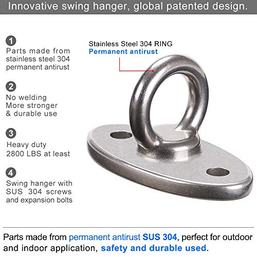 BeneLabel Wall Ceiling Mount Bracket for Suspension Strap Trainer, 2800lb Capacity, Body Weight Strength Training Systems, Aerial Yoga Swing, Resistance Band,Hammock,Battle Rope, Boxing Equipment - color: 1 closed