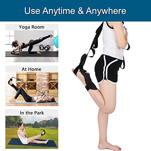 Komzer Foot Stretcher Belt, Foot Stretcher Stretch Strap for Plantar Fasciitis, Heel Spurs, Foot Drop, Achilles Tendonitis & Hamstring. Yoga Foot & Leg Stretch Strap (Black)