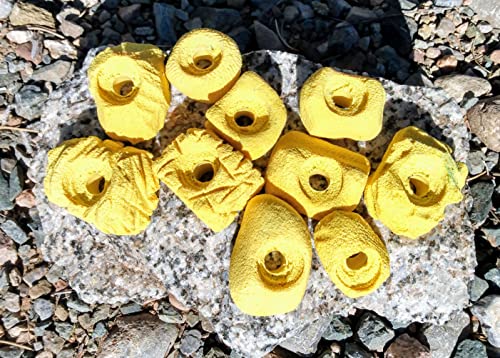 Small Holds Climbing Pack of 10 Bolt-on Holds of Foot and Crimp Size - color: Yellow