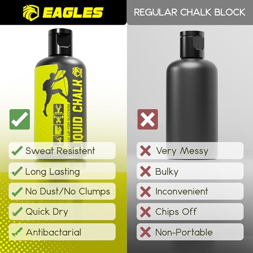 EAGLES Pro Grade Gym Liquid Chalk 60, 120 or 280ml Mess-Free Chalk for Weightlifting, Gymnastics Rock Climbing, Pole Grip, Sports Dries in Seconds - Sweat-Resistant and Long Lasting - style: 120ml