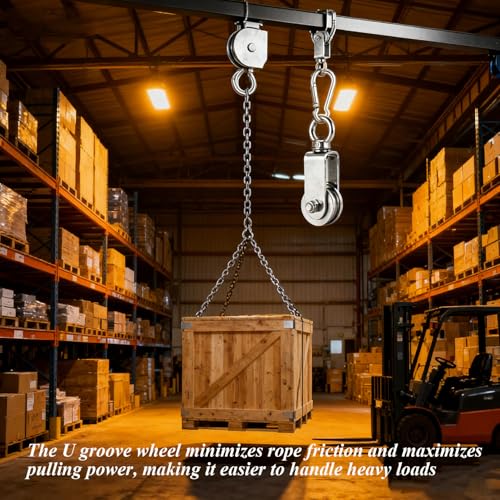 Cable Pulley Wheel Stainless Steel Snatch Rigging Blocks Heavy Duty Rope Pulley Swivel Pulley Block with Carabiner for Rigging Lifting Gym Equipment 4pcs 1.34in - size: 4 pcs