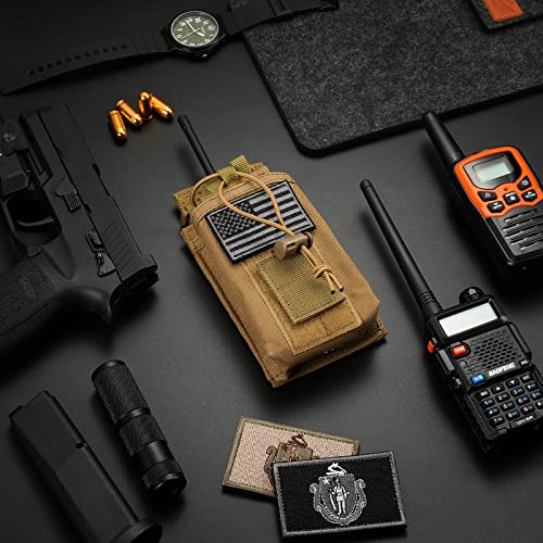 FRTKK Tactical Radio Holder Radio Holster Molle Radio Pouch Universal Radio Case Military Heavy Duty Radio Bag for Police Firefighter Two Ways Walkie Talkies Vest (Tan) - color: Tan