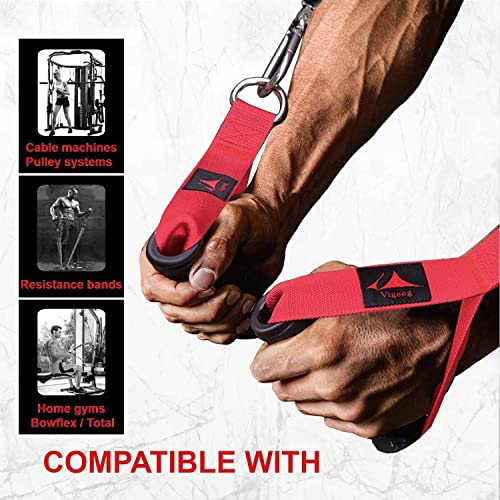 Heavy Duty Gym Exercise Handles Attachment for Cable Machine,Resistance Band,Pulley System Home Fitness Workout Equipment, with Elastic Rubber Grip and 2 Large Carabiners - color: Glory Red