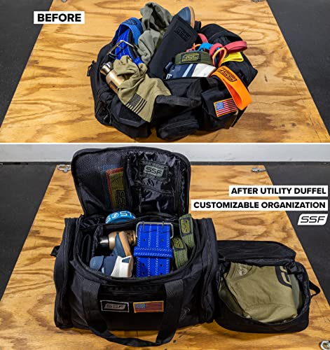 Serious Steel Fitness Gym Bag With Moveable & Removable Dividers Made from 1000D Nylon (Utility Duffel - Black) - color: Black, style: Sneaker Bag (Utility)