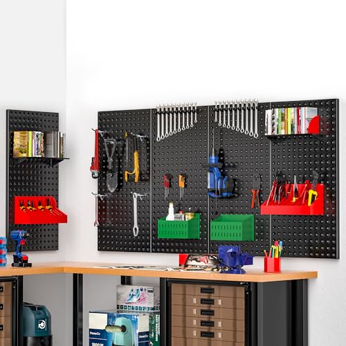 EVERHANGER Metal Pegboard Panels 24" x 12", Heavy Duty Steel Peg Boards for Garage, Pegboard Wall Organizer for Tool Storage and Organization, Black, 5 Pack - size: 5 Pack 24" x 12"