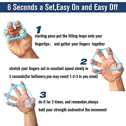 Hand Grip Strengthener, Finger Exerciser, Grip Strength Trainer (6 PCS),New Material,Forearm Grip Workout, Finger Stretcher, Relieve Wrist Pain, Carpal Tunnel - style: Finger Exerciser,Grip Strengthener